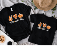 Peace Love Fall t-shirt, mommy and me matching shirts, mama + mini, gift idea for mom and son, shirts for daughter, family tshirts