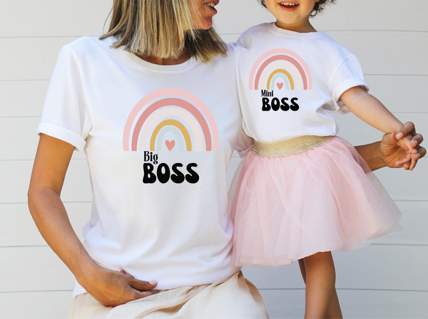 Mommy and me tshirt, big boss mini boss tee, matching mother child clothing, mother daughter outfit, gift idea, cute tee