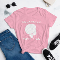 Melanated Physician-white print-Women's short sleeve t-shirt