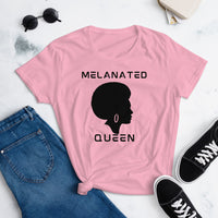 Melanated Queen- Black Print-Women's short sleeve t-shirt