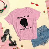 Melanated Physician- black print-Women's short sleeve t-shirt