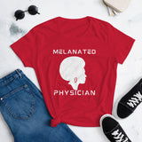 Melanated Physician-white print-Women's short sleeve t-shirt